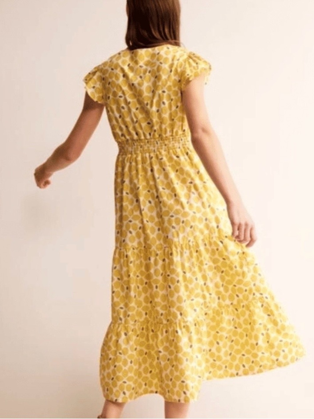 Boden May Cotton MIDI Tea Dress Lemon printed Size 12 US - Picture 3 of 8